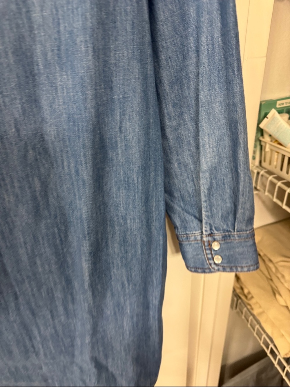 Old Navy Medium Blue Denim Shirt Dress - Long Sleeve - Picture 5 of 5